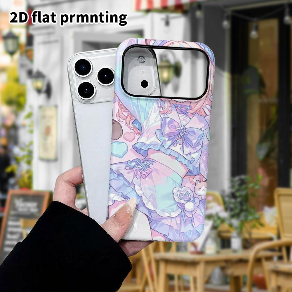 Phone Case: 2D flat design suitable for iPhone 18 17 16 15 14 13 Pro film protective case, couple style, cat ear girl, Christmas and Halloween gift