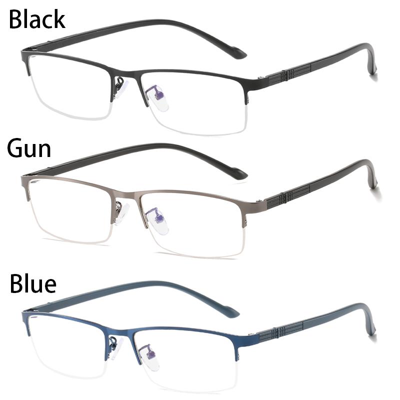 3Pcs Men'S Business Reading Glasses Metal Half-Frame Men Women Fashion Presbyopic Eyeglasses Hyperopia Anti Blue Light Eyewear