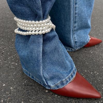Инс декоративные брюки бижутерия для ног из бусин, темпераментная нишевая цепочка на щиколотку из искусственного жемчуга женская