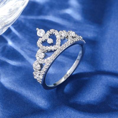 Кольцо GemChic женское сверкающее в форме сердца кольцо-корона женское легкое роскошное открывающееся регулируемое кольцо на день рождения рождественский подарок на день рождения