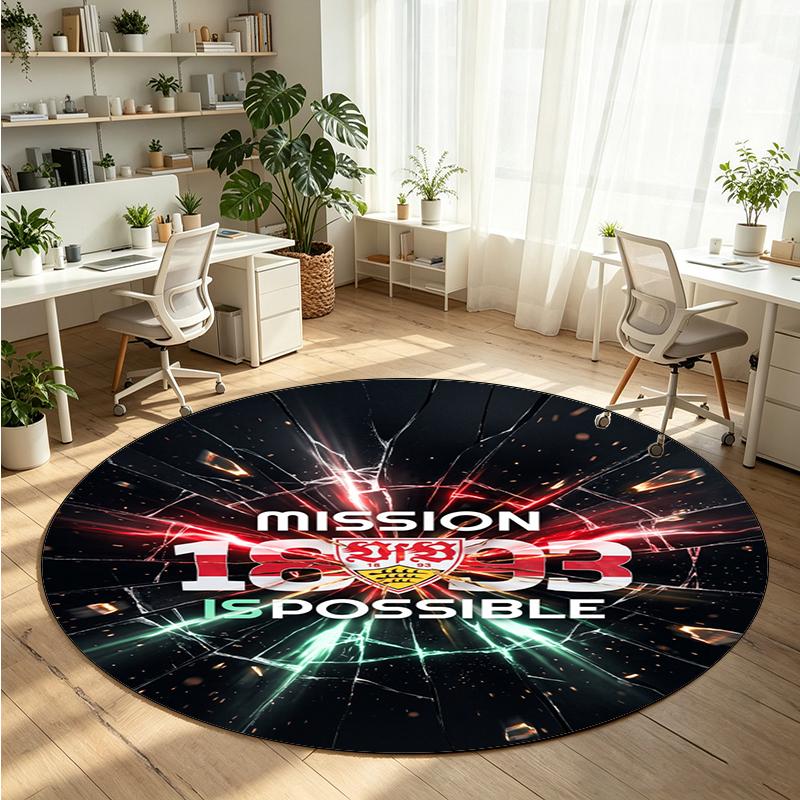VfB Stuttgart Football Printed Round Crystal Velvet Rug Soft Non Slip Floor Carpet For Bedroom Holiday Gift