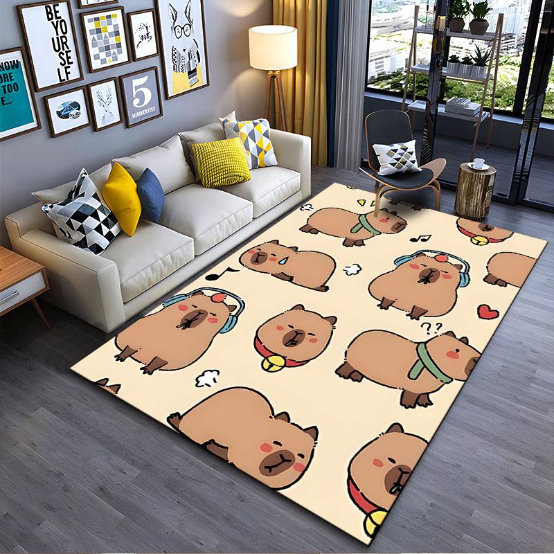 Cute Cartoon Capybara Pattern suitable as a non-slip mat for the living room or bedroom sofa