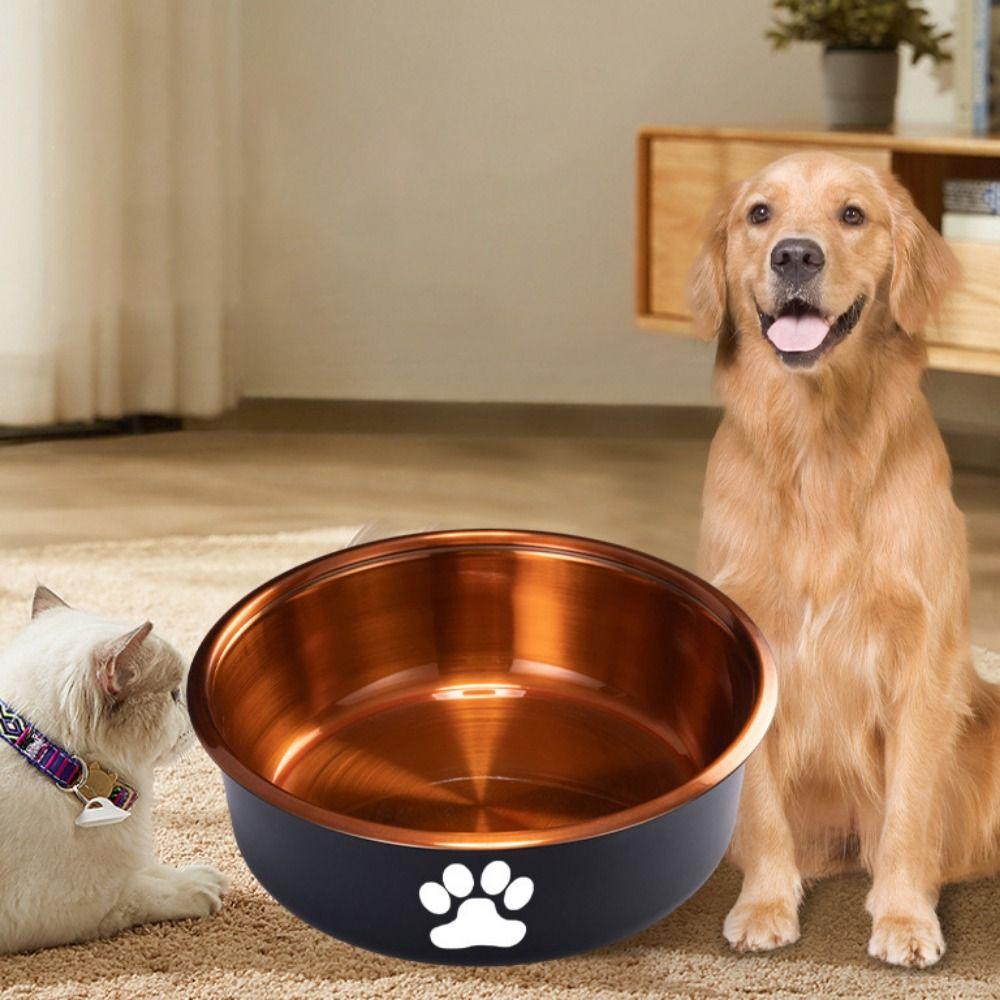 Large Capacity Dog Stainless Steel Food Bowl Cartoon Dog Feeding Basin  For Cats Puppy