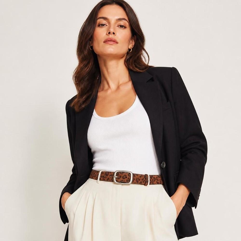 Gold/Silver Buckle Suede Leather Belt Leopard Print Fashion Belt Retro Waist Belt  Jeans Dresses