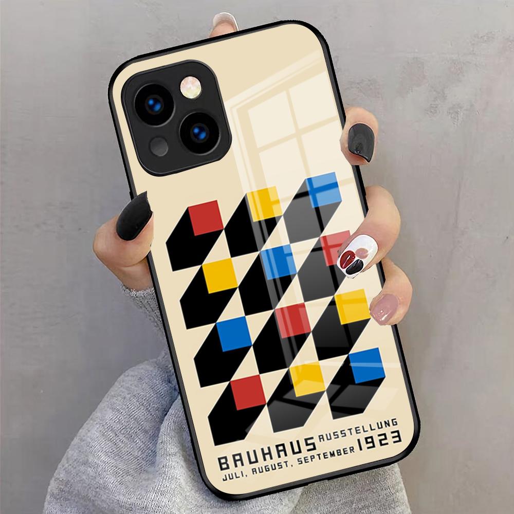 B-Bauhaus-ES Art Phone Case For IPhone 17 Pro Max 16 15 14 Pro Max 13 11 X Xs Xr 8 7Plus Glass Cover
