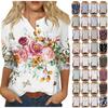 3/4 Sleeve Shirts For Women Cute Flowers Print Graphic Tees Blouses Casual Plus Size Basic Tops Pullover
