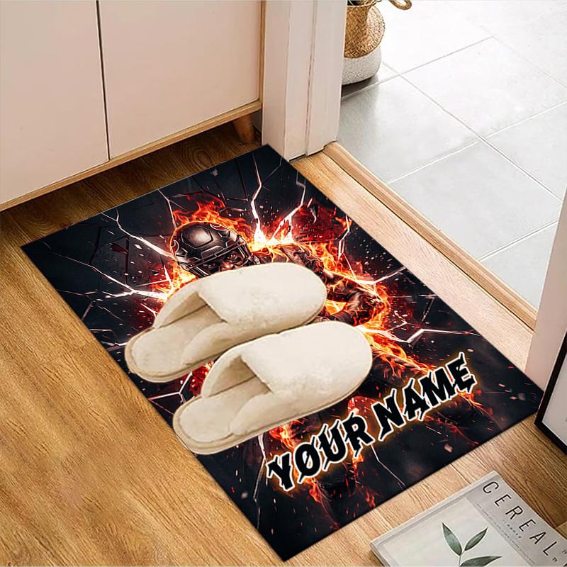 1PC Custom Name Electric Football Player Theme Floor Mat Ideal for Living Room, Game Rooms, Office, Bedroom,Floor Mat Playful Design227