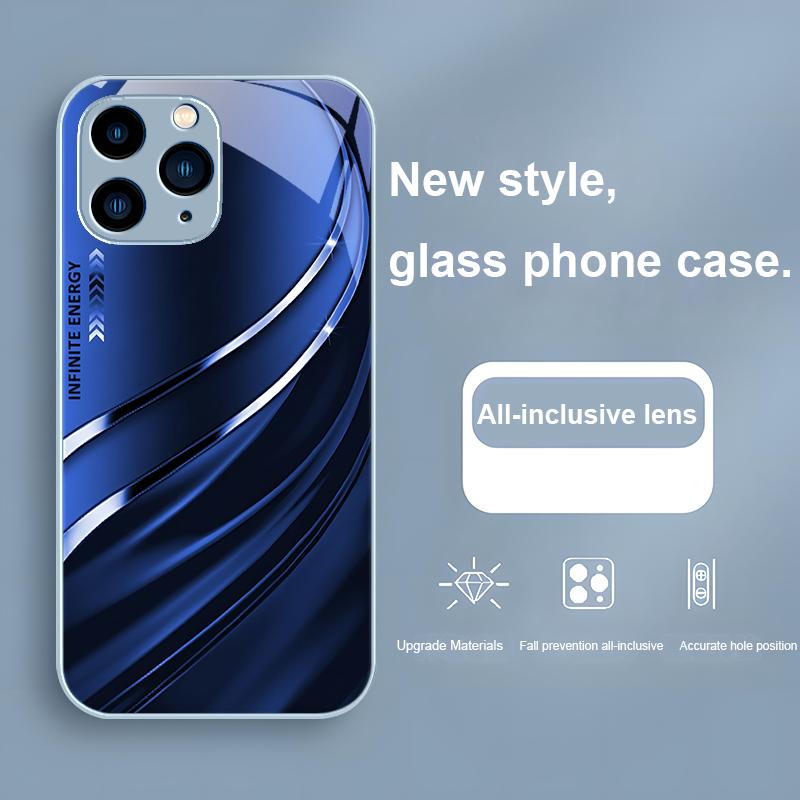Градиентный Розово-Фиолетовый Infiniteenergy для iPhone 15 14 13 12 11 Pro Max XS XR 7 8 Plus 2020 2022 SE Закаленное стекло Чехол для телефона