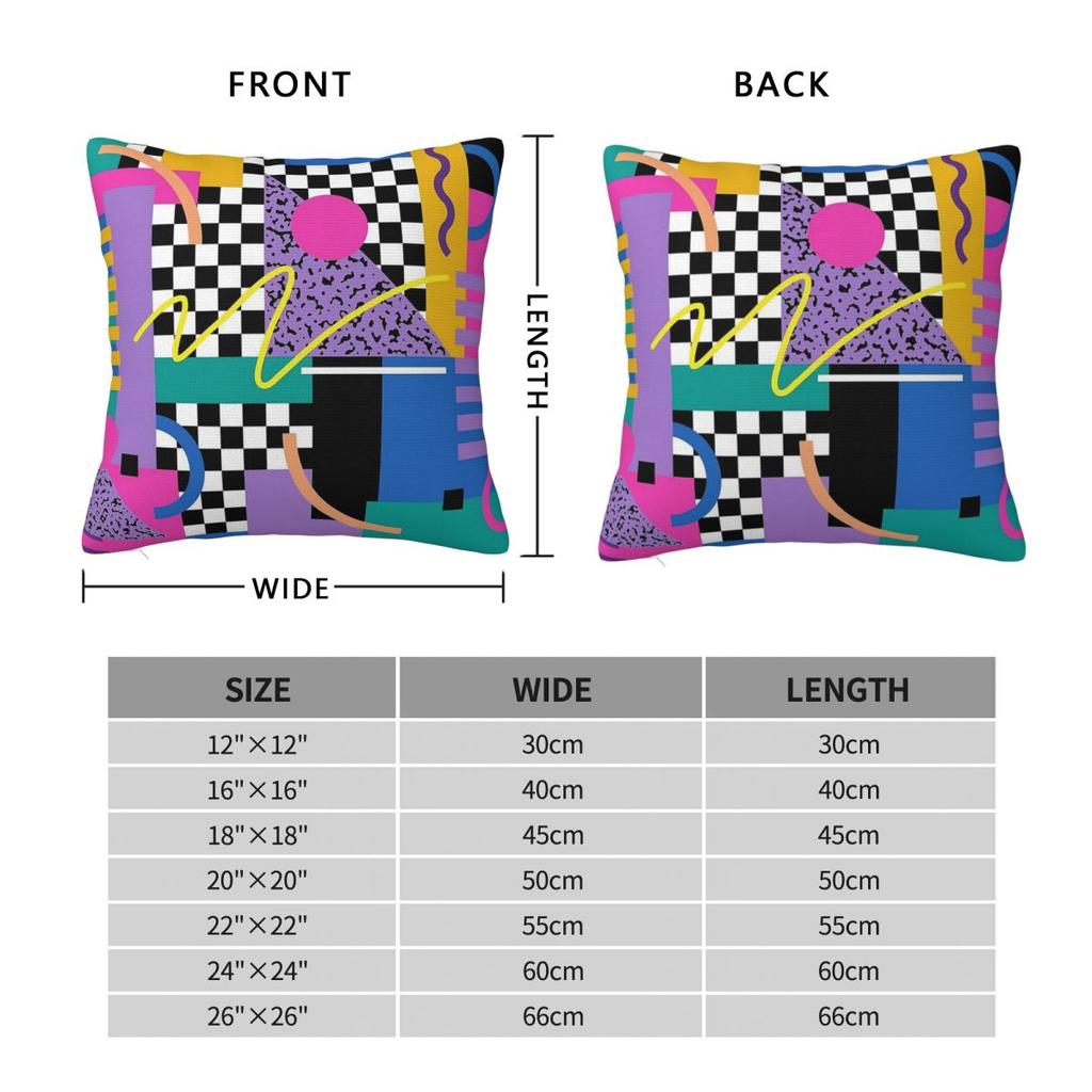 Memphis Retro 90S 80S Square Pillowcase Polyester Linen Velvet Printed Zip Decorative Throw Pillow Case Home Cushion Cover 45X45
