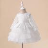 Toddler White Wedding Baptism Baby Girl Dress Tulle Bow 1st Birthday Party Evening Princess Dresses for Girl Bridemaid Prom Gown
