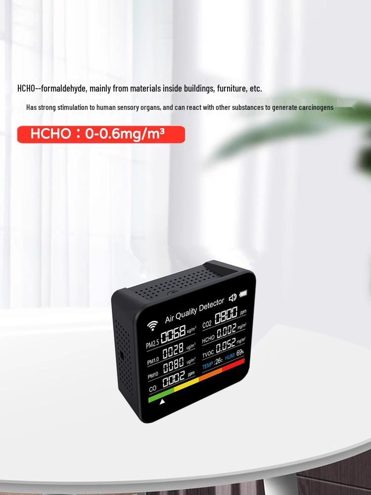 2Co10 14-in-1 Smart Air Detector with App & WiFi - Monitors CO2, CO, PM2.5, Formaldehyde, TVOC