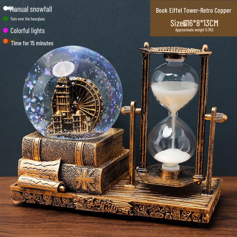 Креативный светящийся шар со снегом Эйфелева башня Музыкальная шкатулка - Ретро Декор для рабочего стола