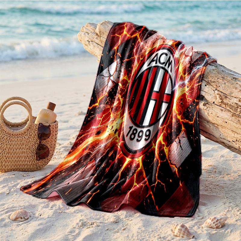 Пляжное полотенце из микрофибры с принтом AC Milan, быстросохнущее, впитывающее, большого размера, для пляжа, плавания, путешествий