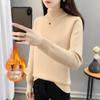2025 Women's Autumn/Winter Half-High Collar Velvet-Lined Knit Sweater