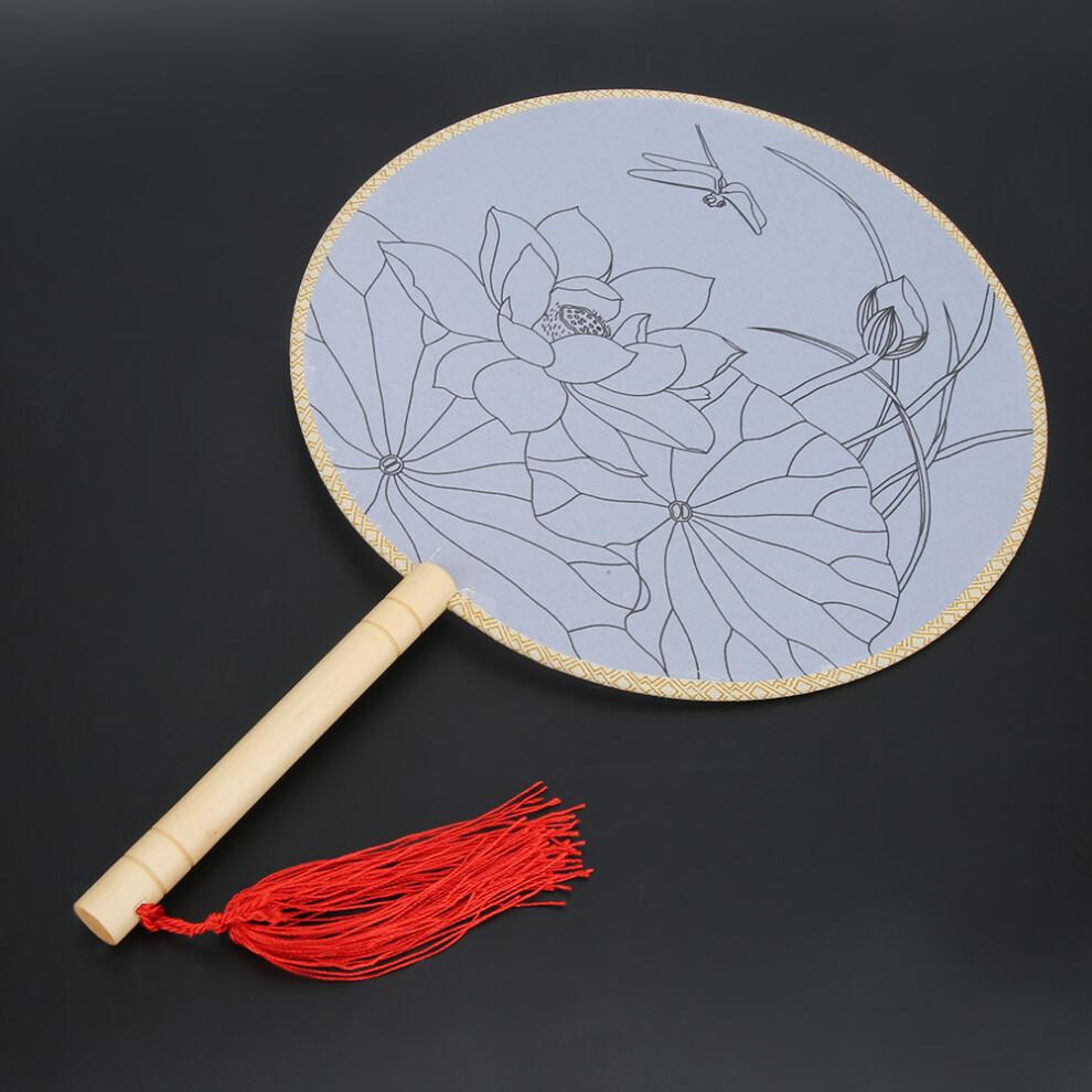 Chinese Style Hand Fan Traditional Silk Dance Fan with Decorative Tassel Elegant Round Hand Fan for Wedding Party Home Decoration