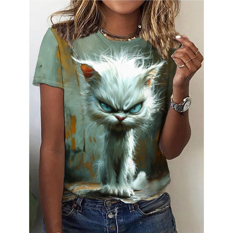 3D-печать Обработка печати для летней женской футболки с круглым вырезом для женщин Футболки женские