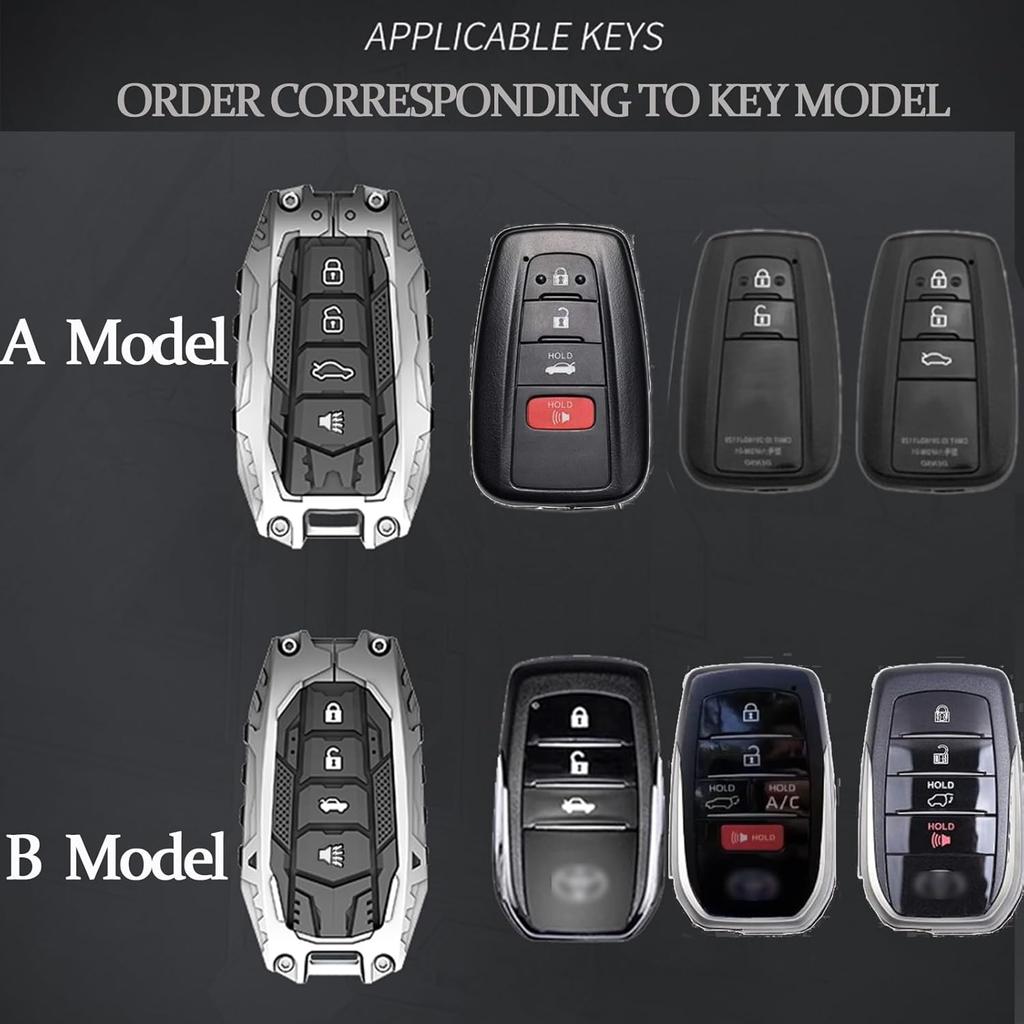 Heavy Metal Key Fob Cover Case Protector For Toyota,Car Key Case Full Protection Key Holder Fit For - Highlander Corolla Prius 2018-2024 RAV4 Camry