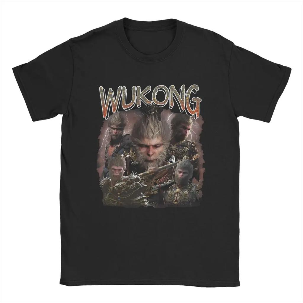 Удивительные футболки BLACK MYTH WUKONG SUN WUKONG THE MONKEY KING для мужчин и женщин из чистого хлопка, оригинальная одежда