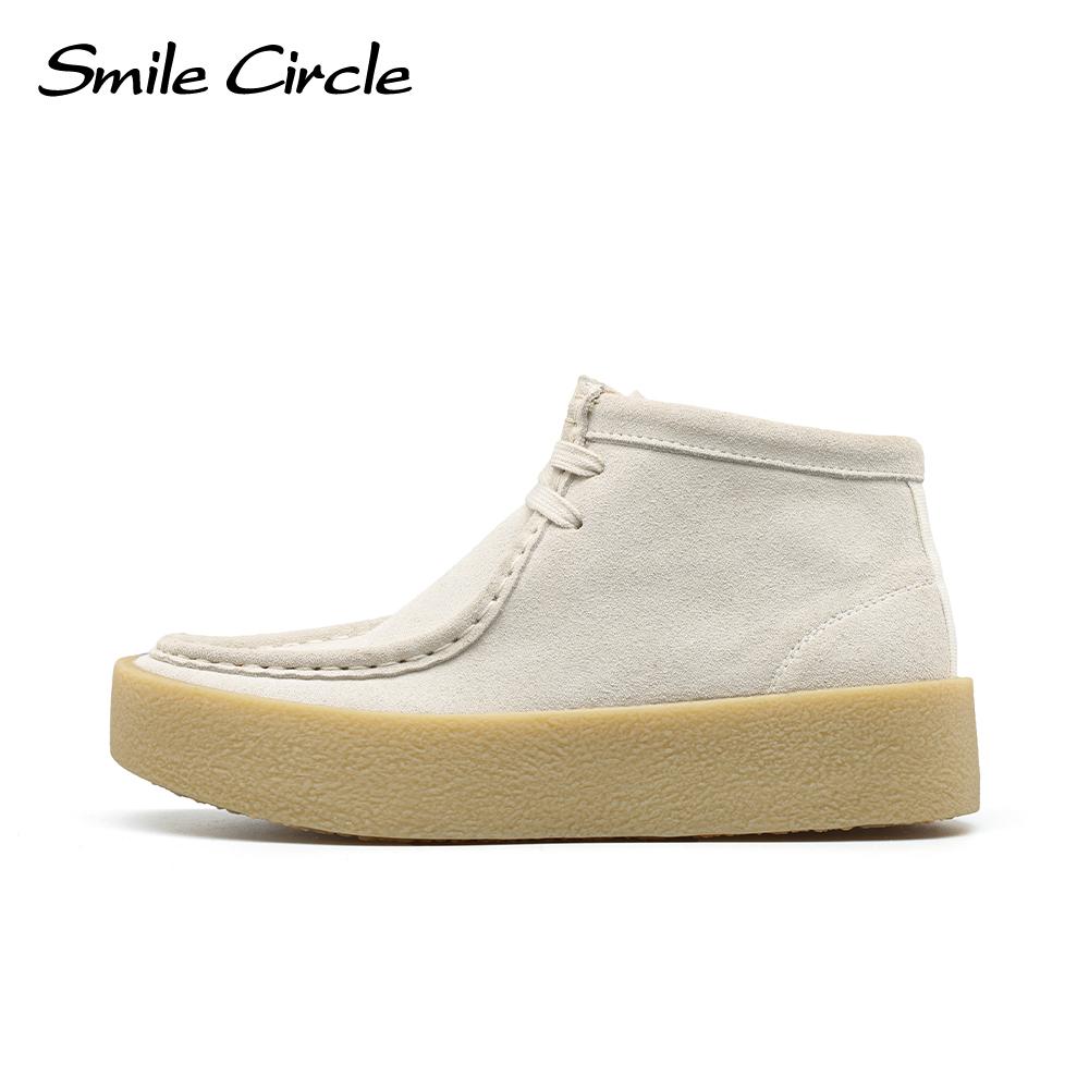 Женская обувь из коровьей замши на массивном каблуке, туфли с круглым носком и шнуровкой на толстой подошве, удобные повседневные женские туфли на плоской подошве