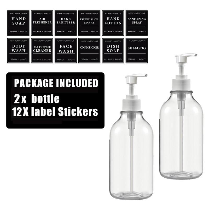 500 мл прозрачный флакон для лосьона многоразовый флакон с этикетками с настенными кронштейнами для флакона лосьона шампунь кондиционер