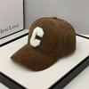 2024 Men's Autumn/Winter Corduroy Patchwork Baseball Cap with C Logo, Korean Style