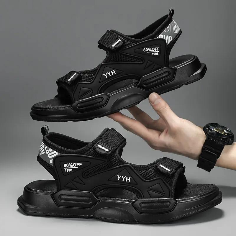 Мягкая нескользящая мужская обувь для отдыха на природе, мужские сандалии, дорогие, купить лето 2024 года, повседневные, с открытым носком, роскошные дизайнерские цветные стили H