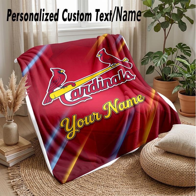 St. Louis Cardinals Custom Flannel Throw Blanket Print Your Name Text Soft Warm Blanket Holiday Present