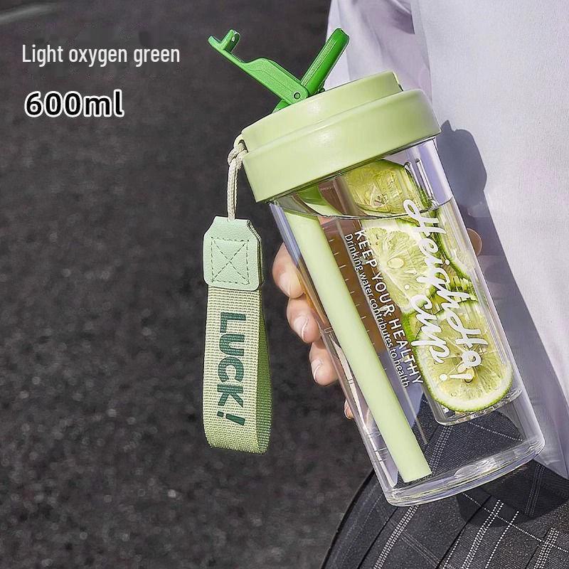 «Стильная женская кружка для воды 2023 года с ситечком для чая и трубочкой — большая емкость, незаменимый летний предмет и модный фаворит в Интернете»