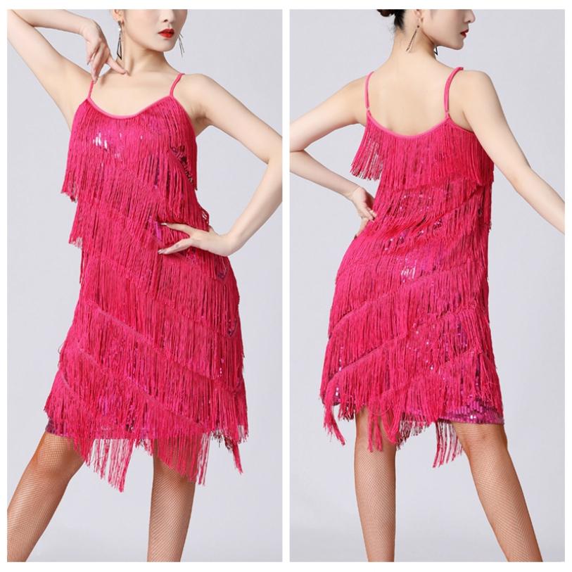 Женское платье для латинских танцев с блестками и бахромой, без рукавов, бальная одежда для сальсы, танго, ча-ча, румбы, самбы
