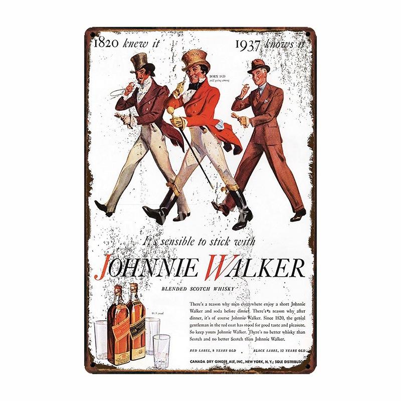 [ WellCraft ] johnnie whisky Metal Sign Wall Plaque Painting FG-237