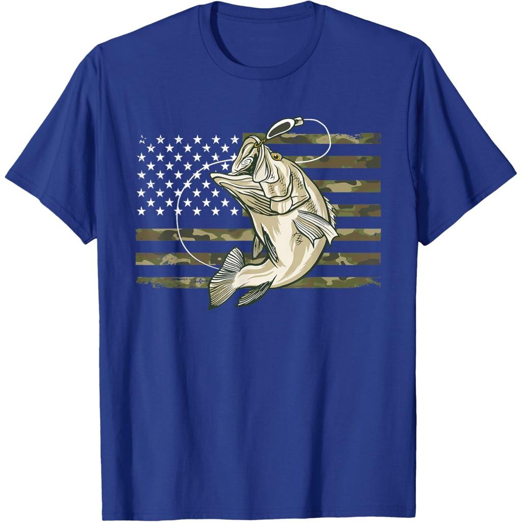 Fishing Camouflage US American Flag Bass Fish FisherUnisex Camo TShirt