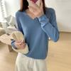 Premium soft waxy collar simple knitted primer sweater women's spring, autumn and winter casual lazy long-sleeved inner top