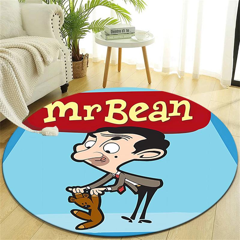 1pc Mr Bean2 Design Printed Area Round Carpet for Bedroom Living Room Home Decor Rugs Mat Non Slip Mat Rug for Bedside