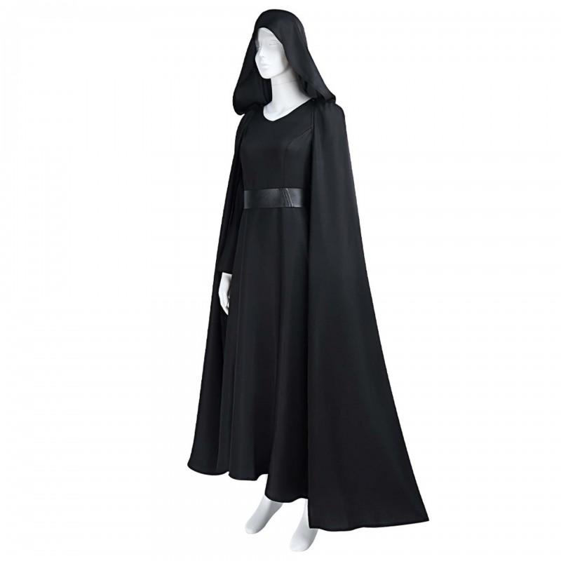 Star Wars Rey Cosplay Costume Black Hooded Long Dress Cloak Jedi Knight Halloween Party Outfit