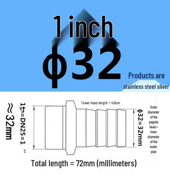 304 Stainless Steel Hex Threaded Water Hose Barb Connector