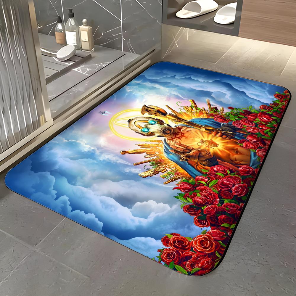 Game C-Classic Borderlands-Games Floor Mat Soft Flannel Entrance Door Mat Non Slip Absorbent Bathroom Bedroom Floor Rug