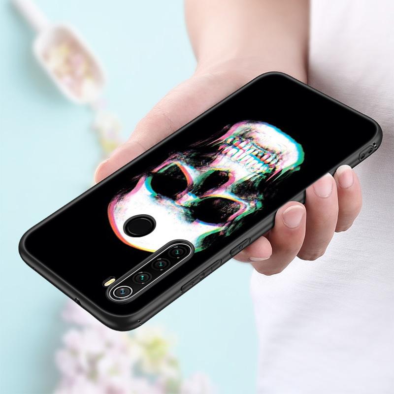 Rock And Roll Cool Skull Silicone Phone Case For Xiaomi Redmi Note 11 10 9 8 Pro 11T 10T 10S 9S 8T 9 9A 9C 9T Black Cover Coque