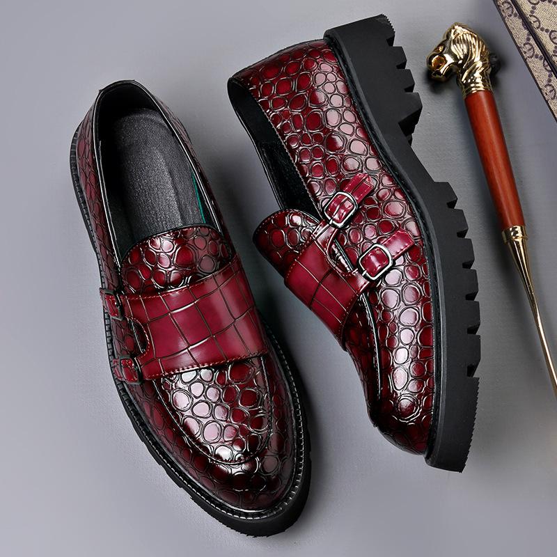 2025 Весна Осень Новые Повседневные Кожаные Туфли для Мужчин Толстая Подошва Пряжка Дизайнерские Туфли Мужские Большой Размер Деловые Платья Лоферы Мужские