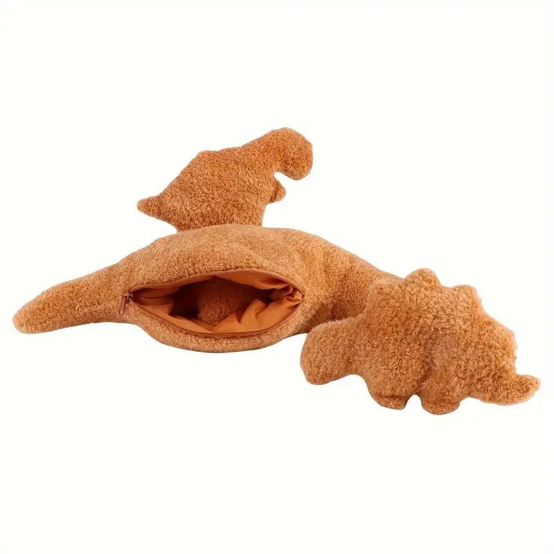 4-Piece Dinosaur & Chicken Nugget Plush Set - Soft Stegosaurus & MiniHugs for Children - Perfect for Birthday, Easter, Bedtime C