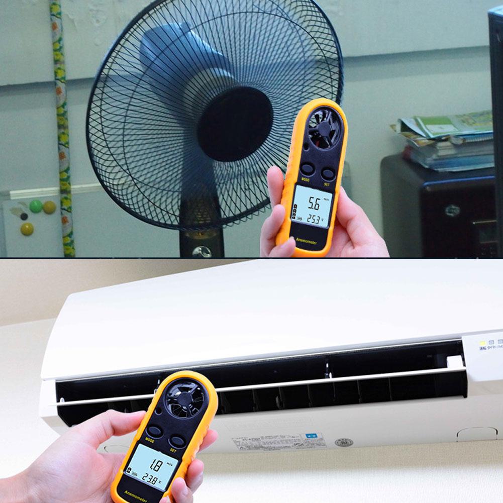 Mini Handheld Electronic Digital Anemometer LCD Wind Speed Temperature Meter Tester