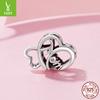 Mother'S Day Double Heart Beaded Mom Cross-Border 925 Silver Love-Shaped String Beads Diy Bracelet Accessories