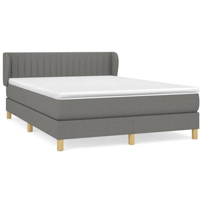 Maison Exclusive - Sommier à lattes de lit avec matelas Gris foncé 140x200cm Tissu