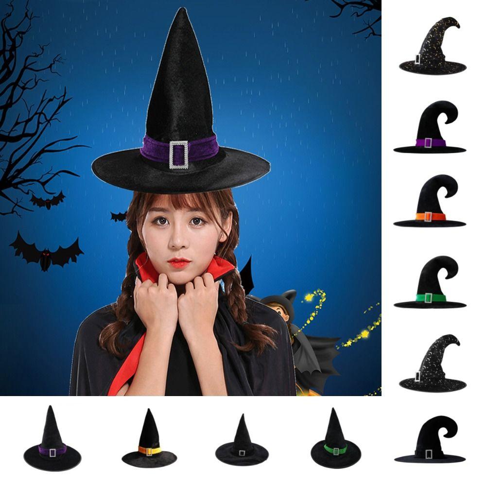 Bending Angle Halloween Hat Gilding Devil Cap Cool Halloween Witch Wizard Hat Carnival Party