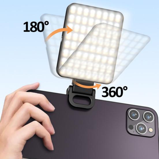 Светодиодный заполняющий свет с зажимом для телефона, холодный башмак, супер яркий, 3 режима освещения