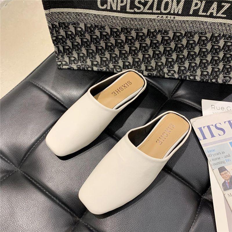 Женские полутапочки с сумкой на голове, новые минималистичные, популярные в интернете, универсальные, для улицы, без каблука, ленивые бабушкины тапочки