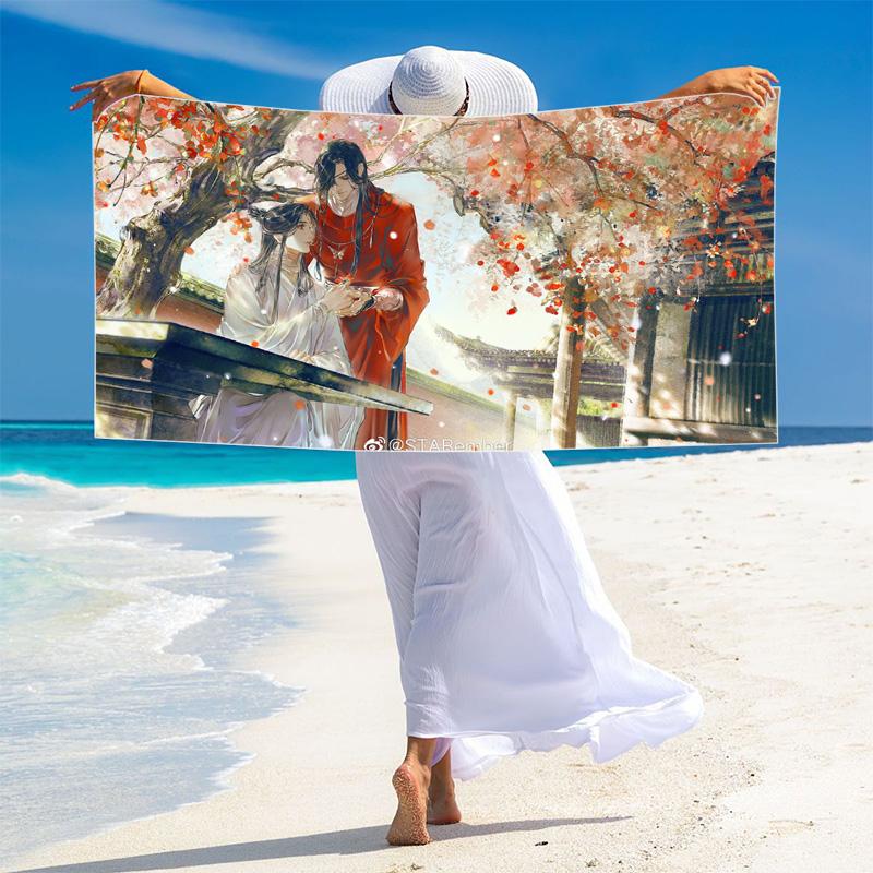 Xie Lian and Hua Cheng Print Beach Towel, Large Soft Quick Dry Towel for Beach Camping Swimming
