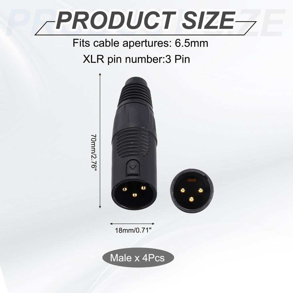 Uxcell 4 шт. 3-контактные XLR-разъемы (гнездо) для микрофонов, аудиокабелей, штекеров, розеток, аксессуары для микшеров, усилителей мощности, черный