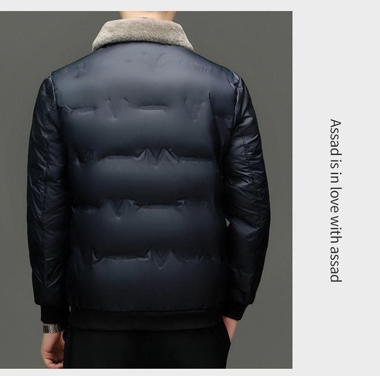 Мужская зимняя хлопковая куртка 2024 года с воротником из овечьей шерсти