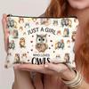 Adorable Charming Owl Themed Makeup Bag Printing Cosmetic Bag Foldable Lightweight Zipper Closure Makeup Bag for Women and Girls