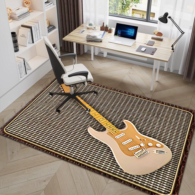 1Pc Electric guitar theme Printed circular carpet, home door mat, outdoor travel protection carpet A4